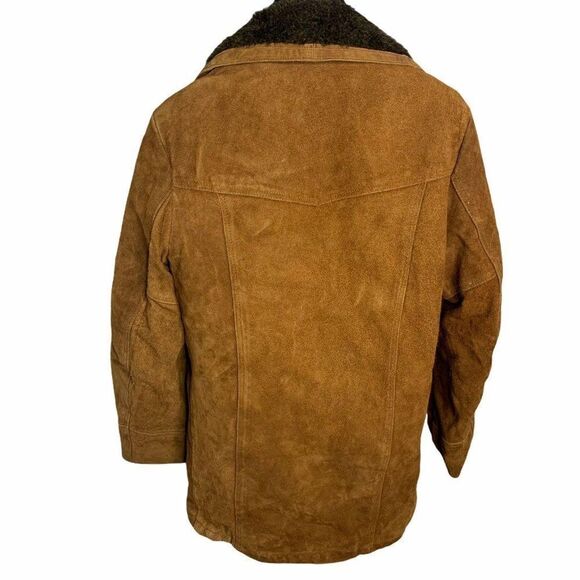 Vintage 70s Sears Leather Faux Fur Coat 40 L - Picture 5 of 7